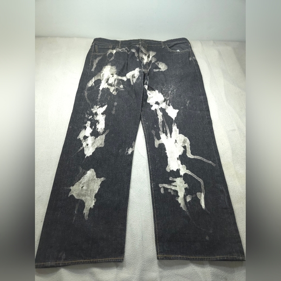 Levis 501 Jeans Black 42x30 Custom Baggy Street Wide Leg Grunge Skater Hip Hop - Picture 1 of 16